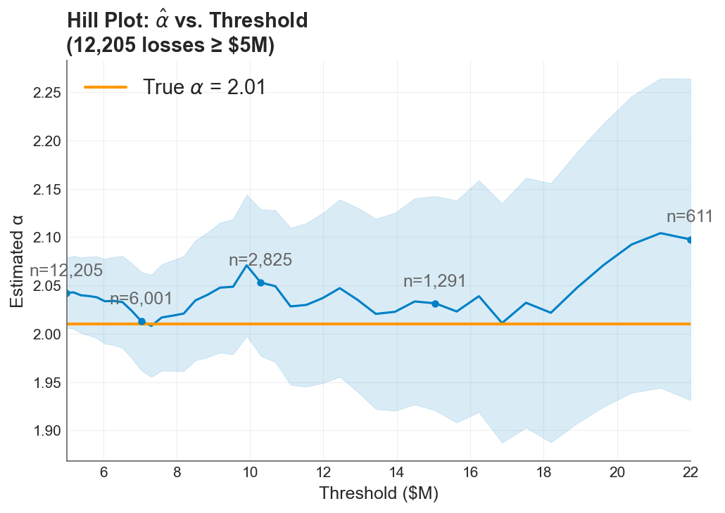True Severity Distribution and Two Estimates